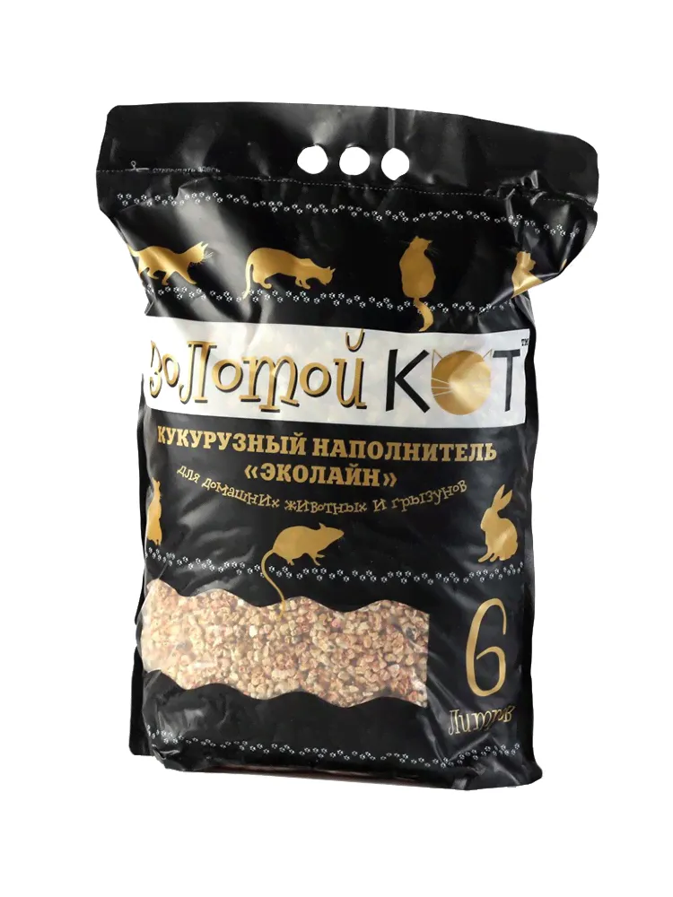 Золотой кот наполнитель для домаш животных 6 л Эколайн