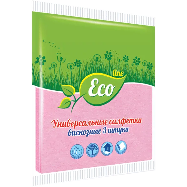 салфетка вискоза ЭКОЛАЙН универсальные 3шт (40)-0