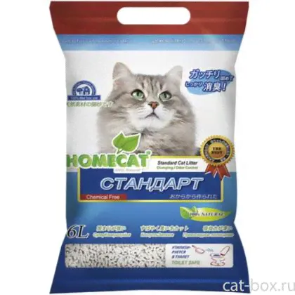 HOMECAT Комкующийся наполнитель Стандарт "Эколайн" без запаха, 6 л
