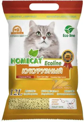 Наполнитель комкующийся кукурузный Homecat Эколайн 12 л 5,6 кг