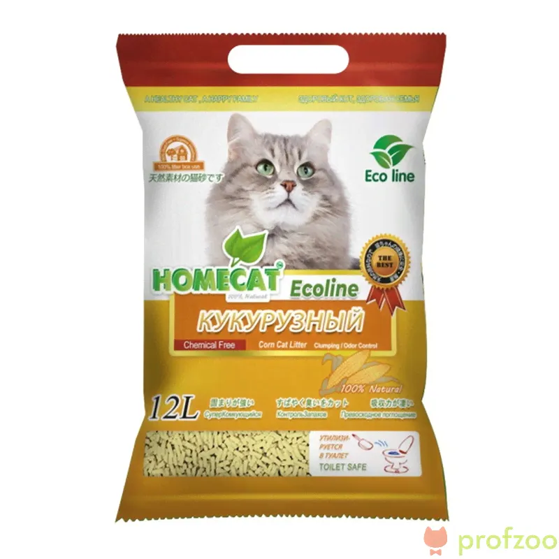 HOMECAT Эколайн 12л Кукурузный комкующийся